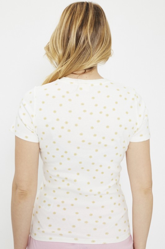 T-shirt blanc fleuri