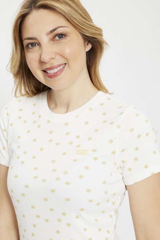T-shirt blanc fleuri