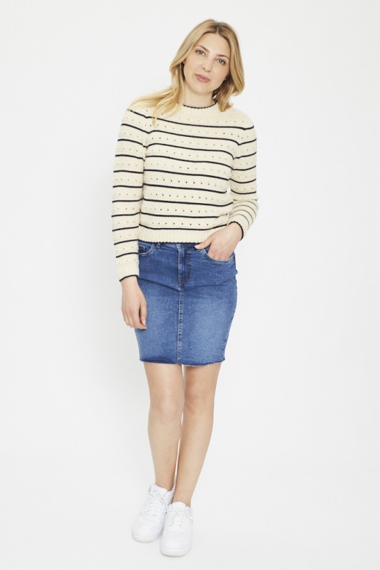 Jupe en jean effet délavé et usé