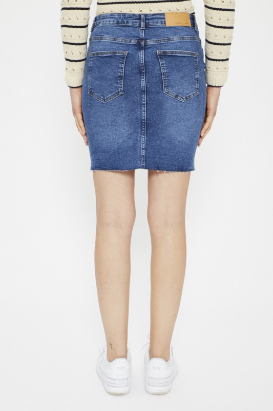 Jupe en jean effet délavé et usé