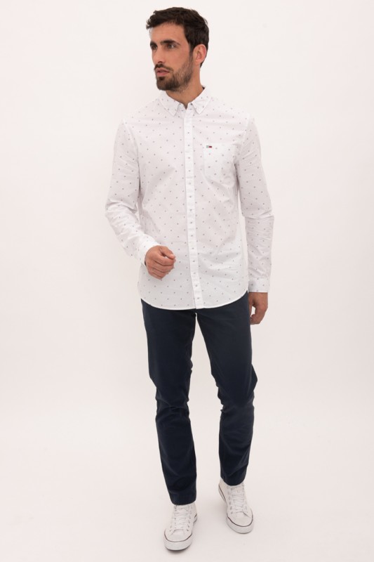 Chemise blanche à motifs
