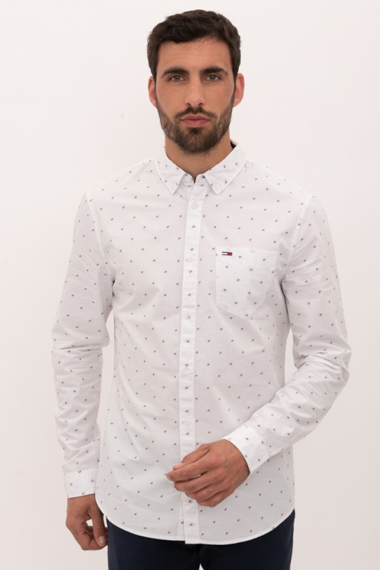 Chemise blanche à motifs