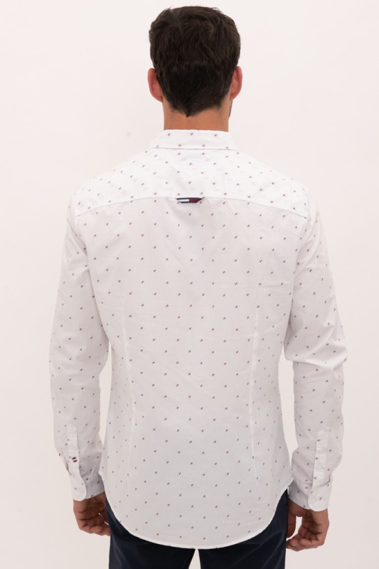Chemise blanche à motifs