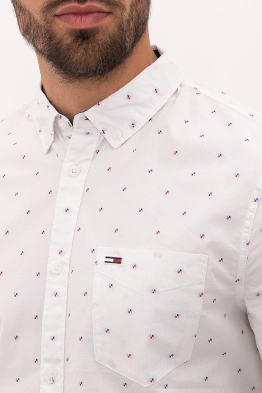 Chemise blanche à motifs
