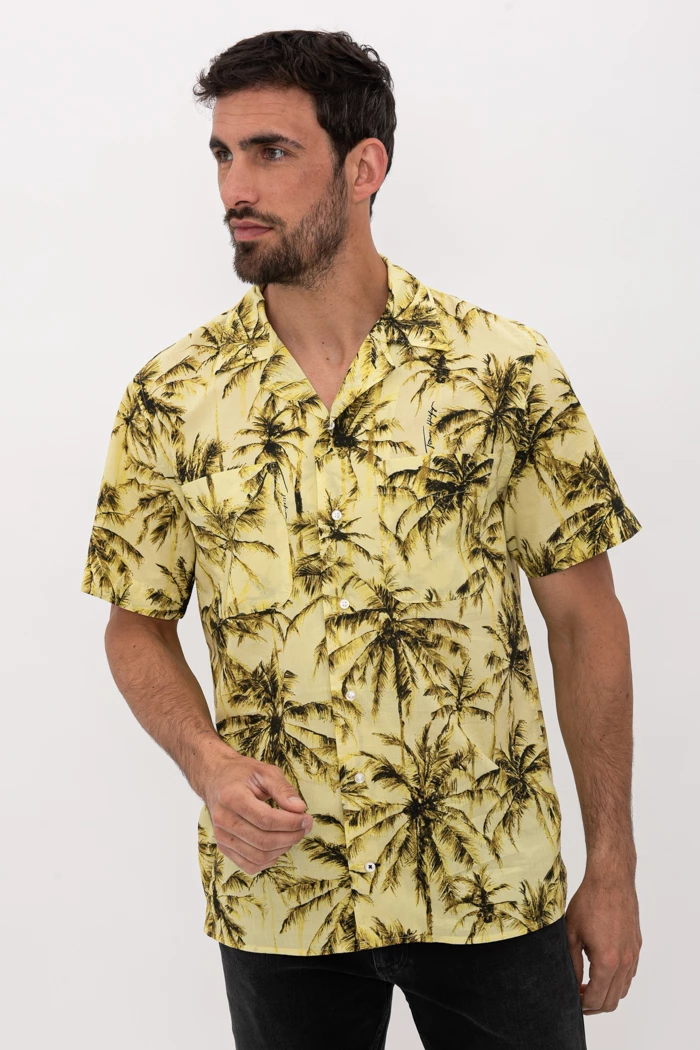 Chemise à manches courtes Robin à rayures jaunes - Col Boutonné - Jaune