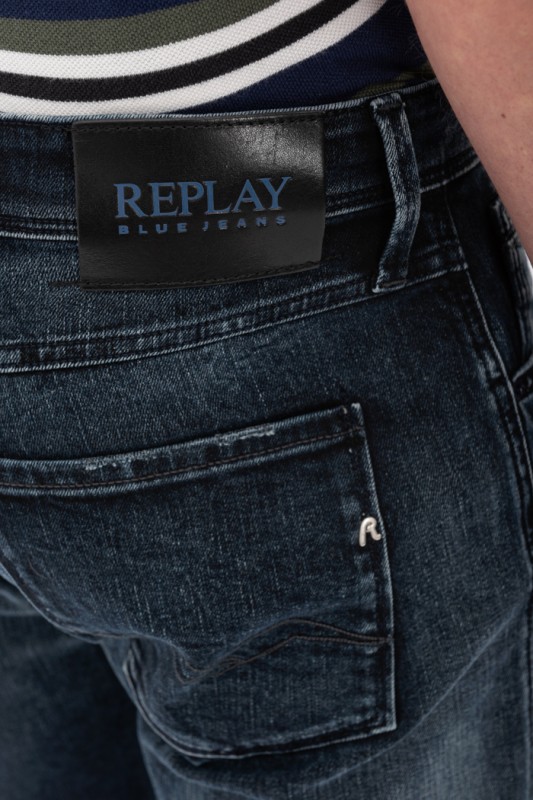 Jeans slim Anbass bleu foncé pour homme Replay coton mélangé