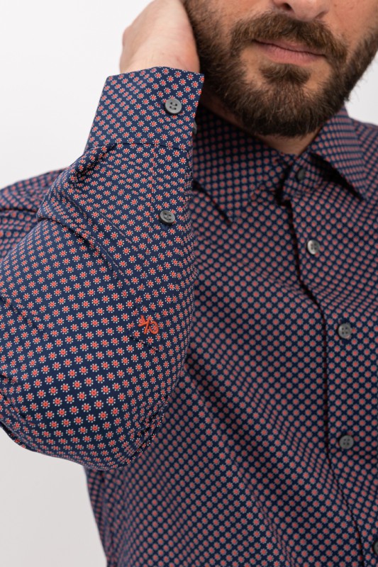 Chemise bleu marine à motifs 