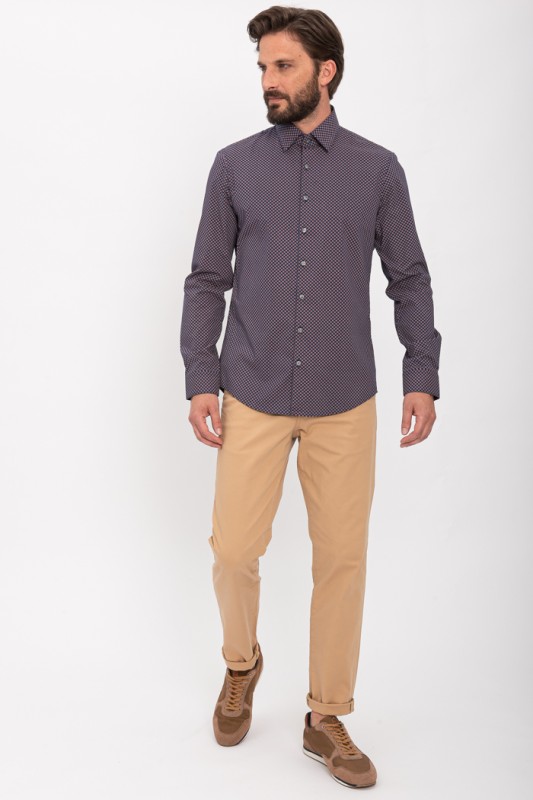 Chemise bleu marine à motifs 