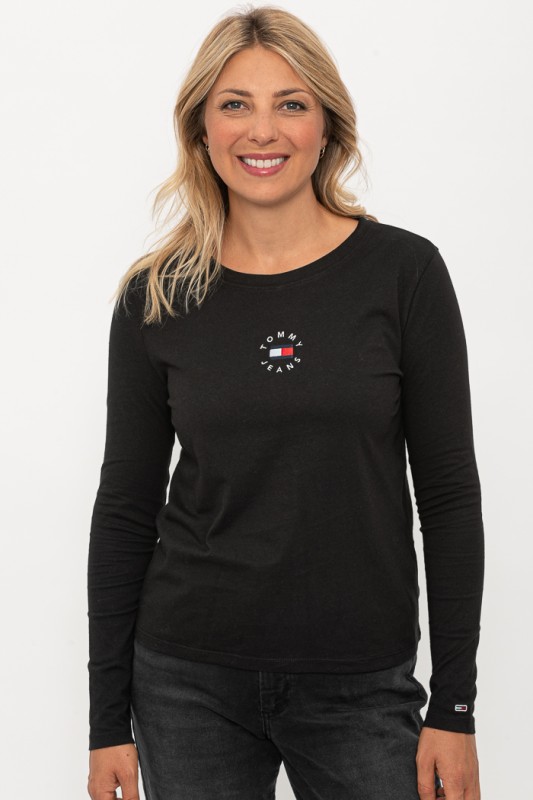 Top T-shirt Noir Manches Longues Pause Café - Brodé Fleurs Et Clous - Taille 40 - Occasion Très Bon état