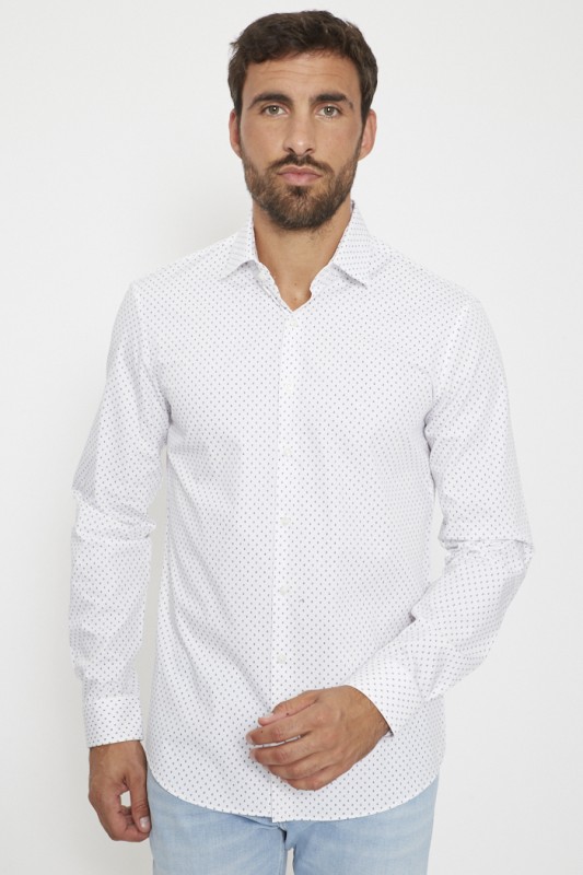 Chemise blanche à motifs