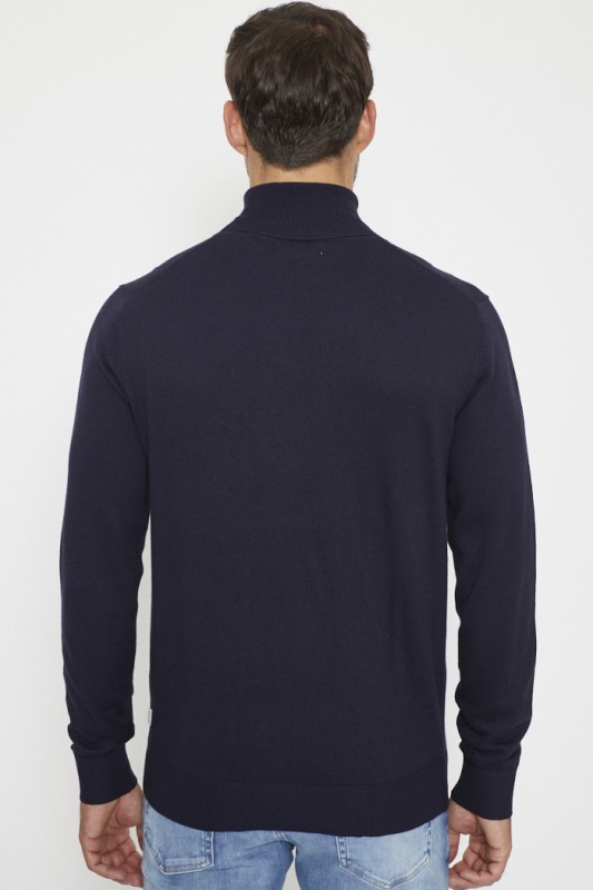 Pull col roulé bleu marine