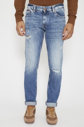 Jeans slim Scanton bleu délavé