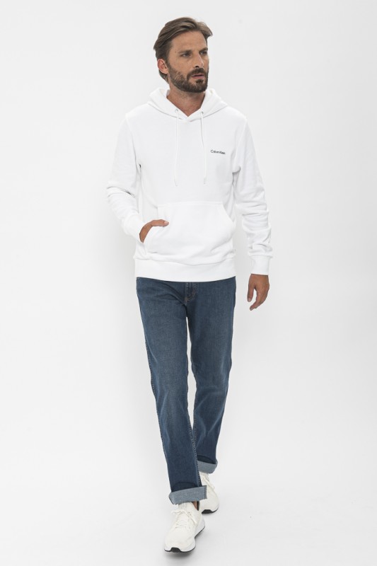 Sweat blanc à capuche