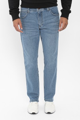 Jeans droit délavé bleu denim