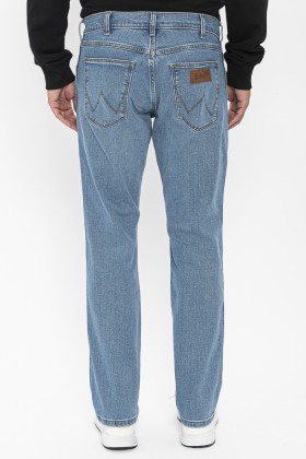 Jeans droit délavé bleu denim
