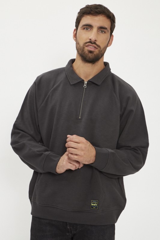 Sweat Rayé Noir Homme Levi's Taille L – Pull Col Rond Léger, D'occasion