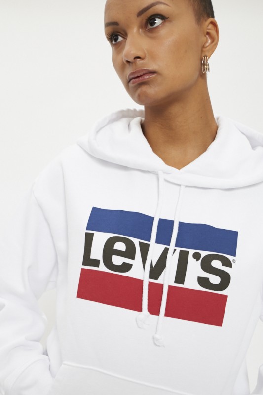 Sweat blanc à capuche