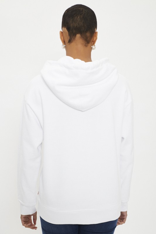 Sweat blanc à capuche