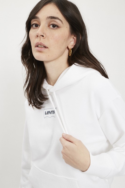 Sweat blanc à capuche