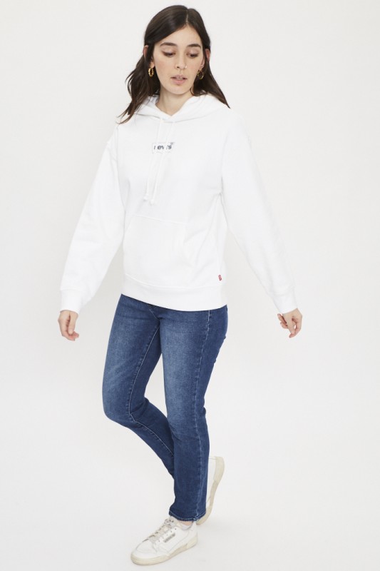 Sweat blanc à capuche