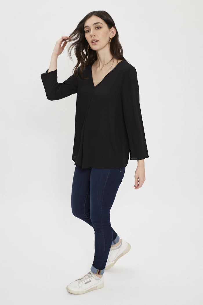 Blouse noire Only Destock Jeans
