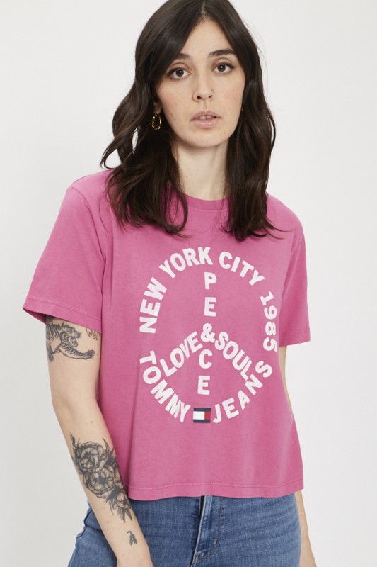 T-shirt rose imprimé