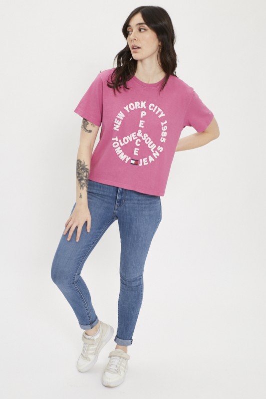 T-shirt rose imprimé