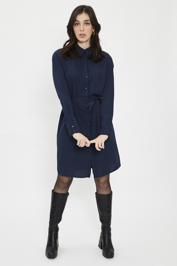 Robe chemise bleu marine Vero Moda Destock Jeans