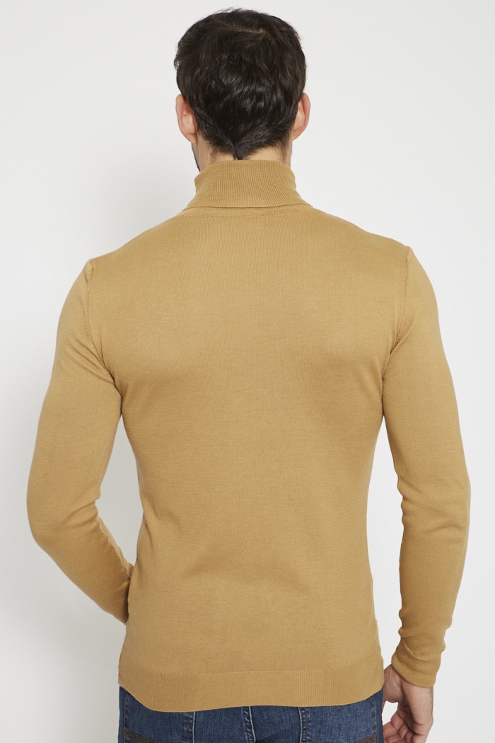 Sous-pull Col Roulé Coton Stretch Uni - - Jaune