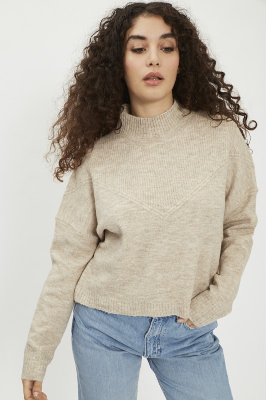Mayse Polo Knit Pullover Pumice Stone Melange