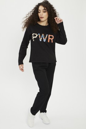 Sweat noir imprimé