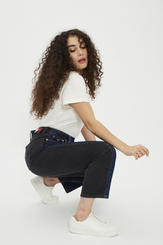 Jeans droit bicolore