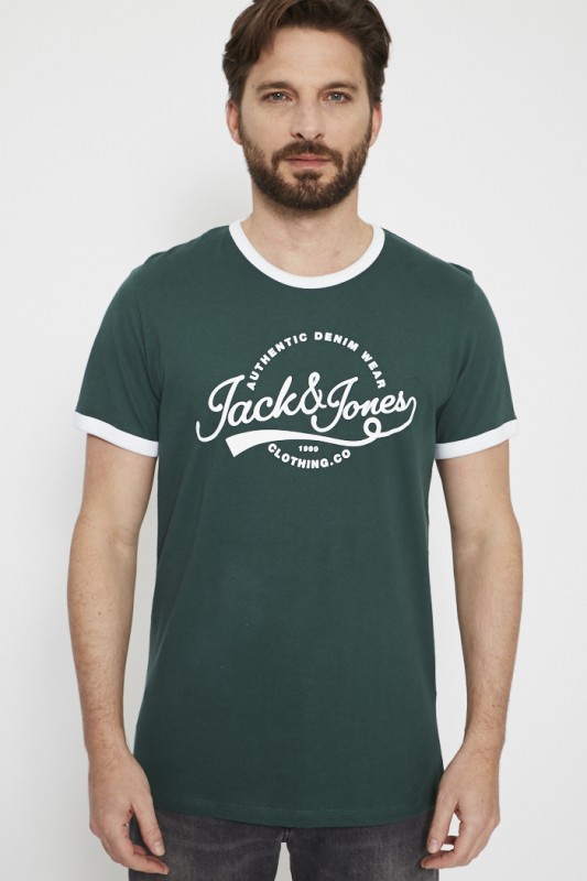 T-shirt Graphique Homme Jack & Jones Gris 2XL Coton - Occasion Très Bon état