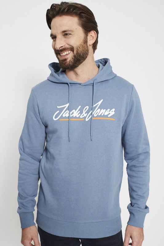 Sweat bleu à capuche