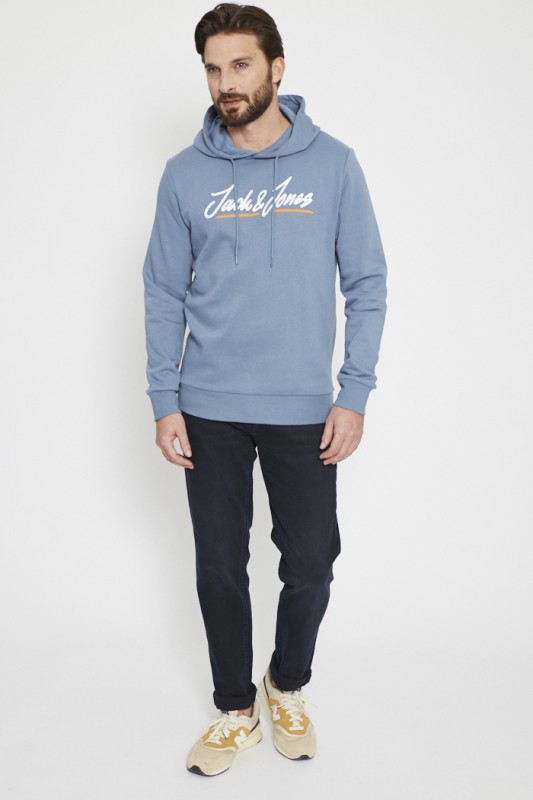 Sweat bleu à capuche