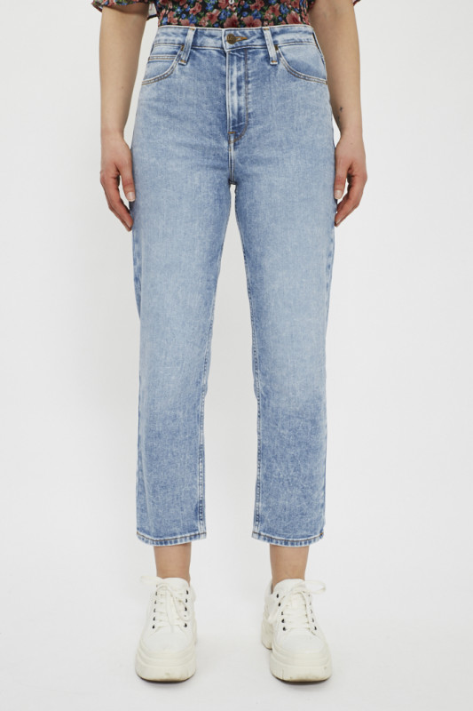 Jeans droit bleu délavé Carol Acid Light femme