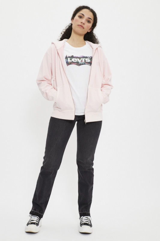 Sweat zippé rose