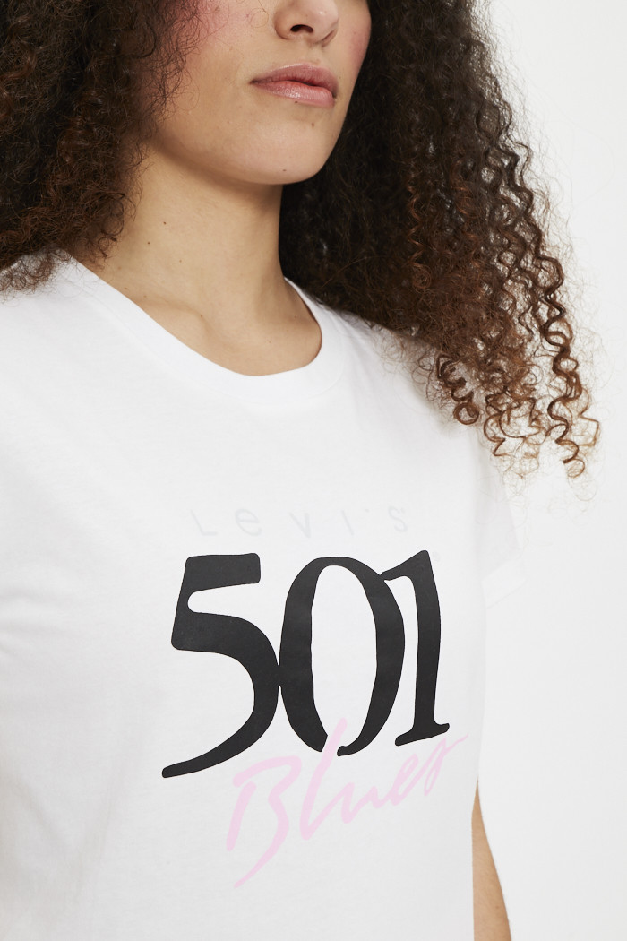 T shirt blanc imprim Levi s Destock Jeans