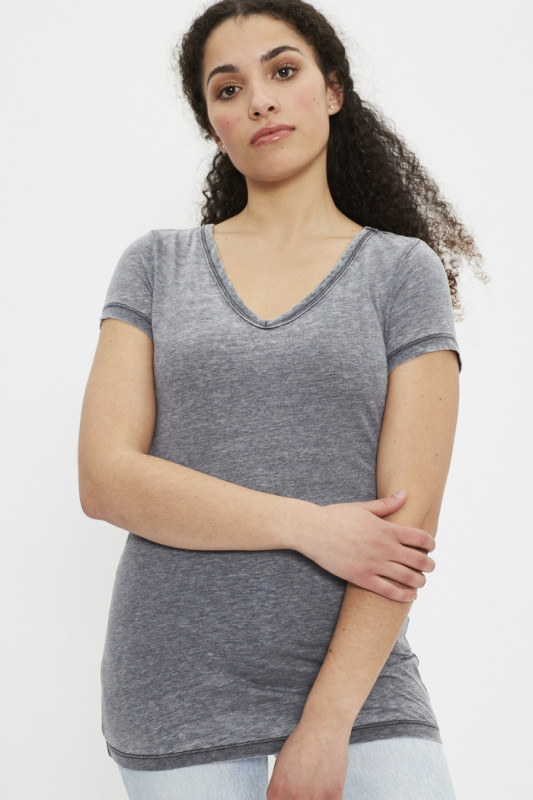 T-shirt Col V Victoria's Secret En Gris - Taille M - Coton Doux, Jamais Porté