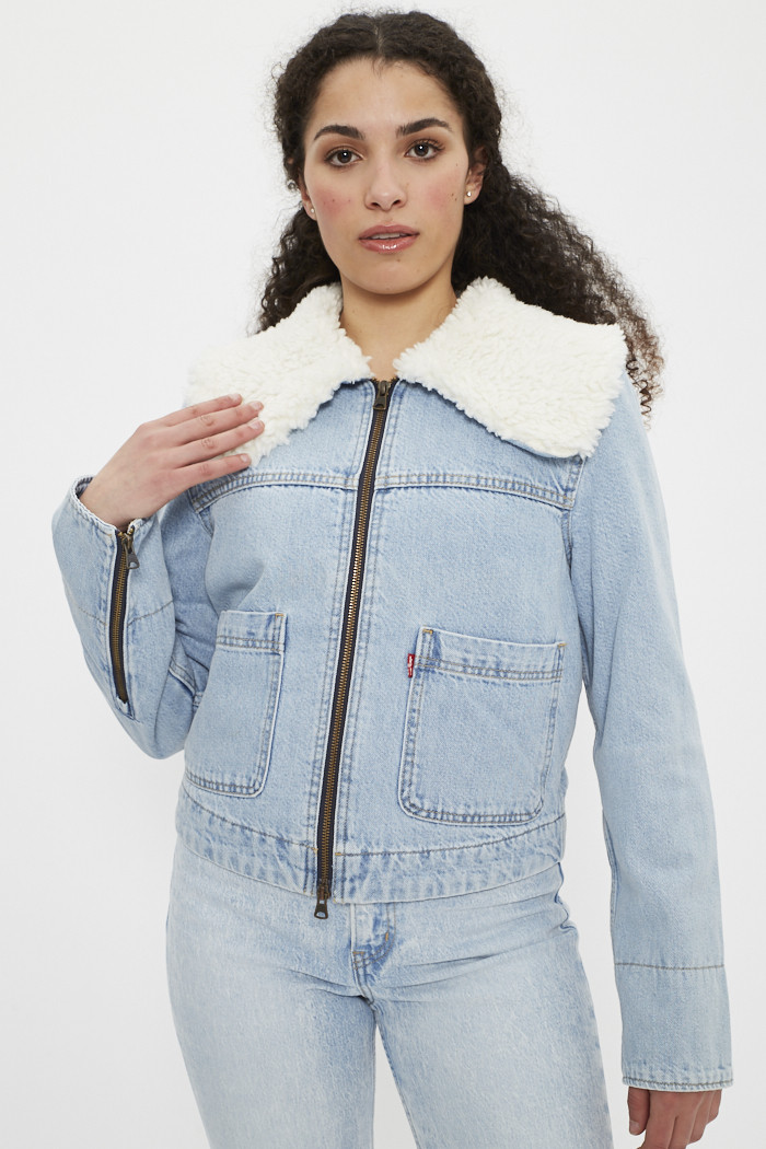 Veste jean on sale mouton levis