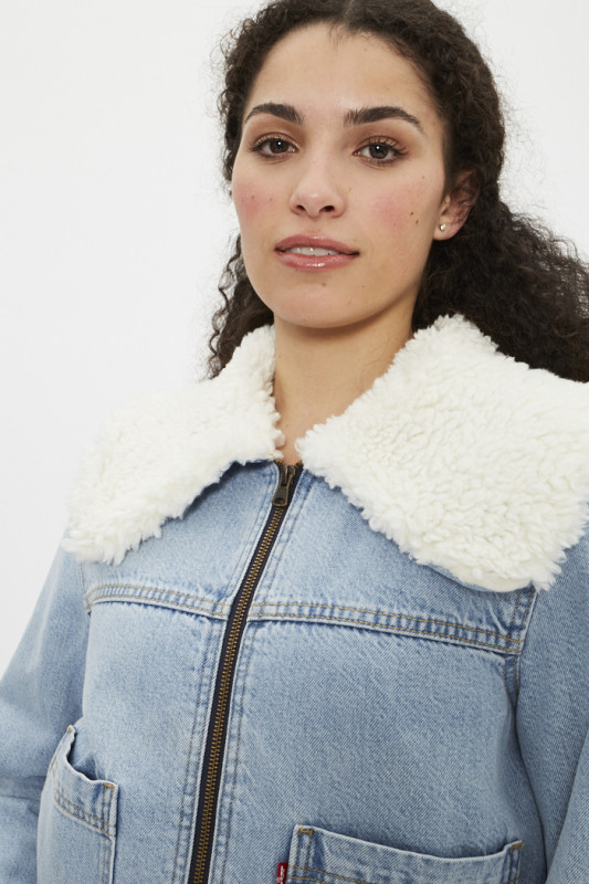 Veste en jean col mouton