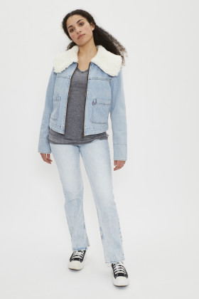 Veste en jean col mouton