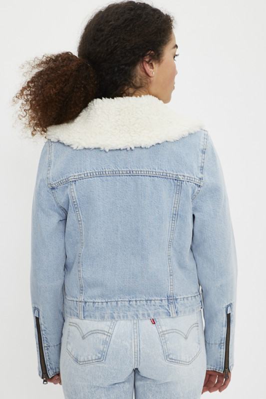 Veste en jean col mouton