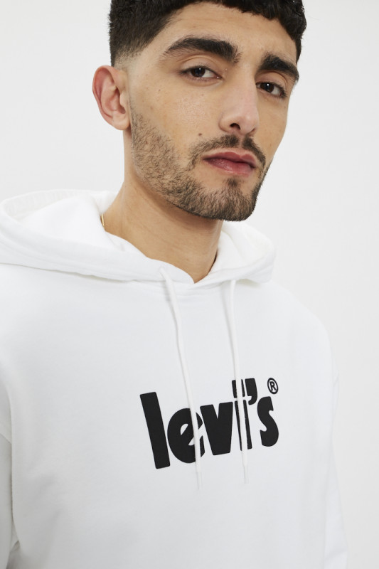 Sweat blanc à capuche