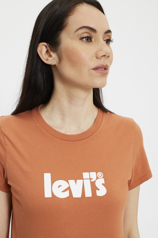 T-shirt orange imprimé