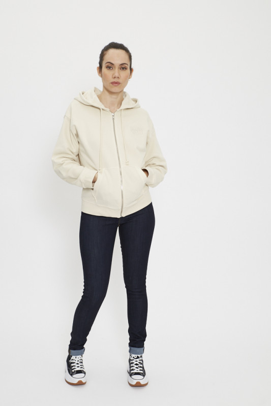 Sweat zippé beige