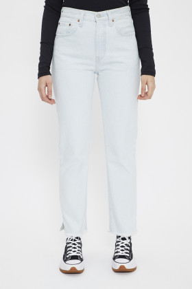 Jeans 501 cropped bleu denim délavé femme
