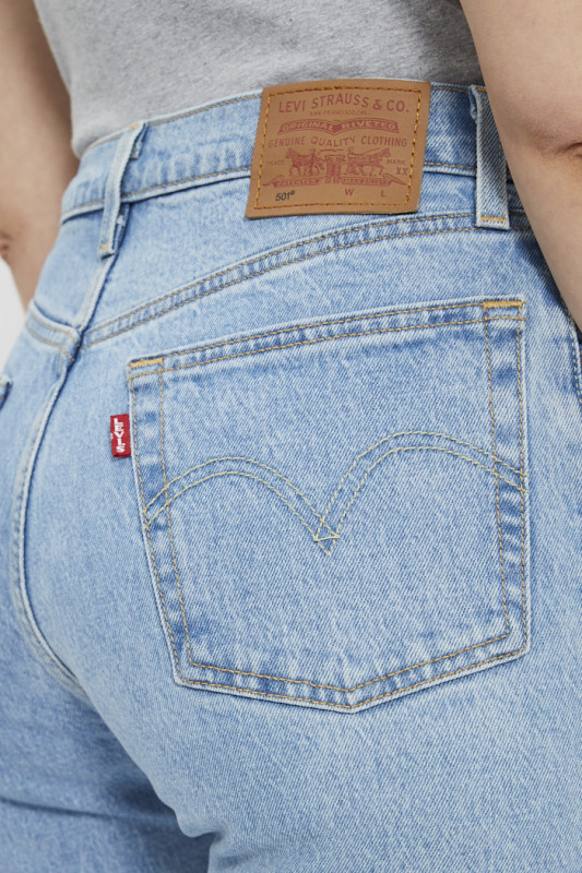 Jeans 501 cropped medium indigo coton mélangé