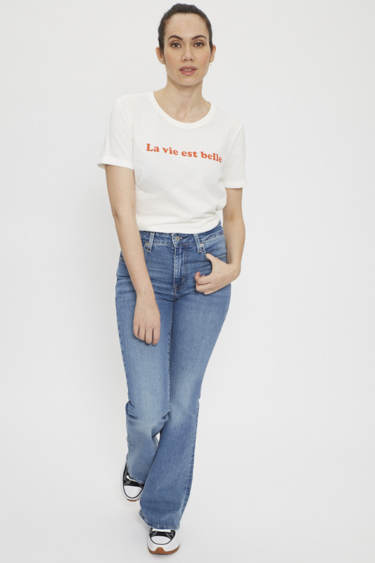 Jeans 726 flare indigo Levi's femme coton mélangé