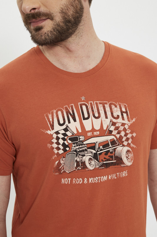 T-shirt orange imprimé